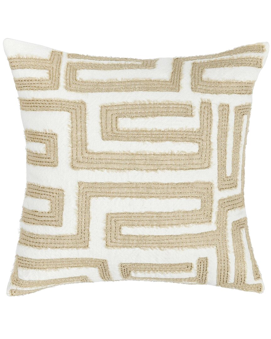 Classic Home Hand Applied Applique Mateo Throw Pillow In White