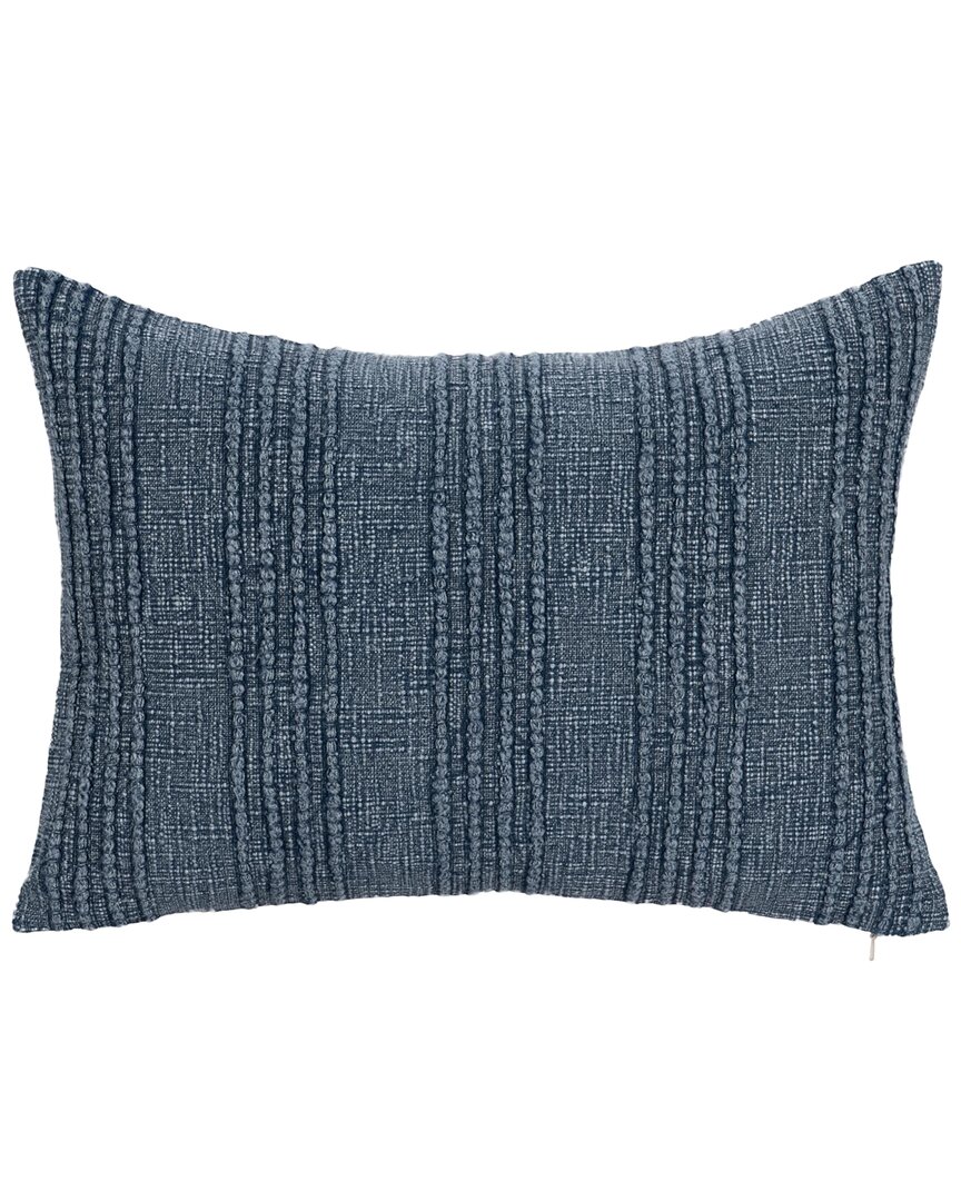 Classic Home Woven Stripe Gratitude Cotton Throw Pillow In Blue