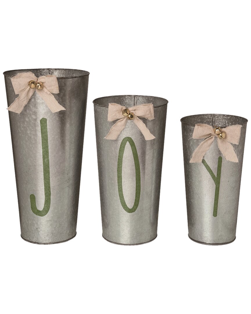 Shop Transpac Set Of 3 Metal 18in Multicolor Christmas Nesting Joy Buckets