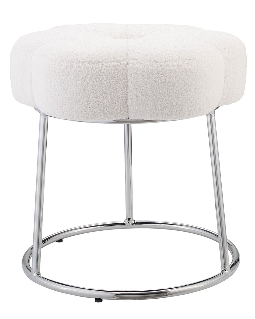 Linon Flower Sherpa Stool