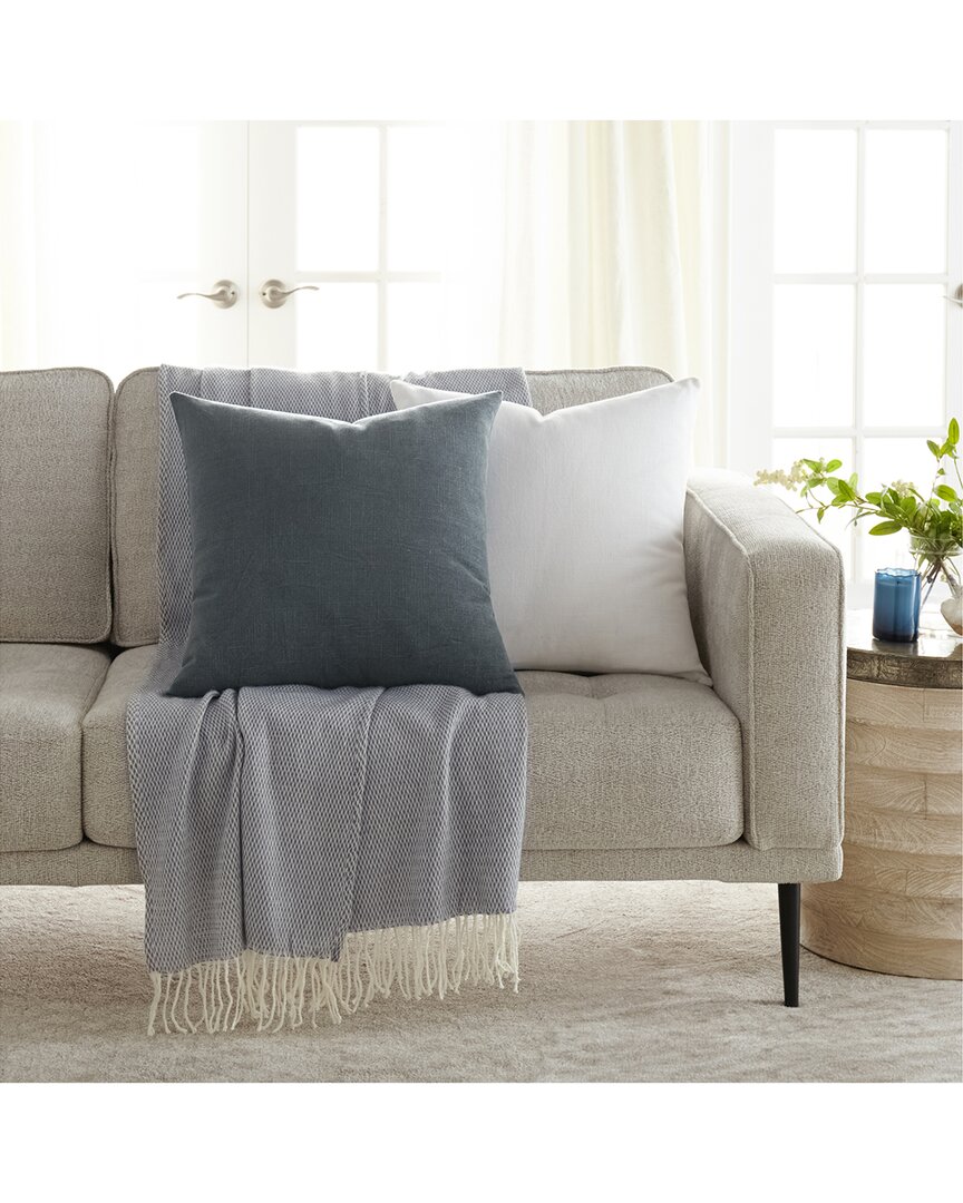 Home Collection Pack Of 2 Slub Throw Pillows In Blue