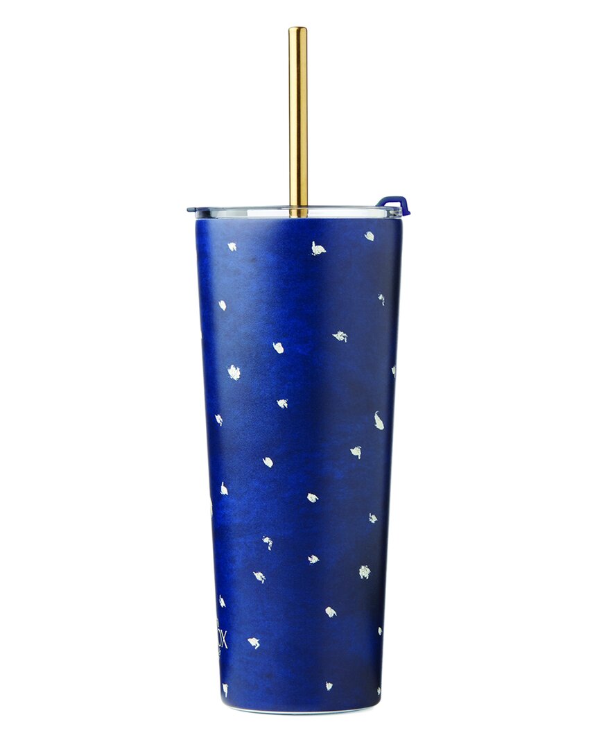 Lenox Blue Bay Dot Stainless Steel Tumbler With Straw
