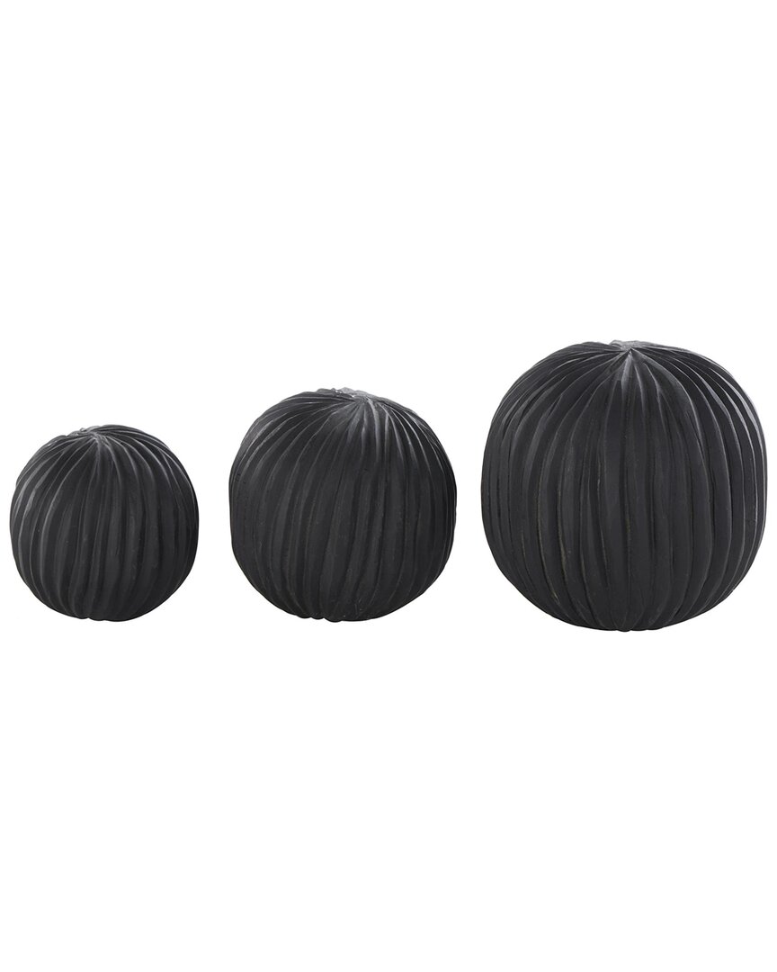 Peyton Lane Natural Teak Wood Orbs & Vase Filler Set In Black