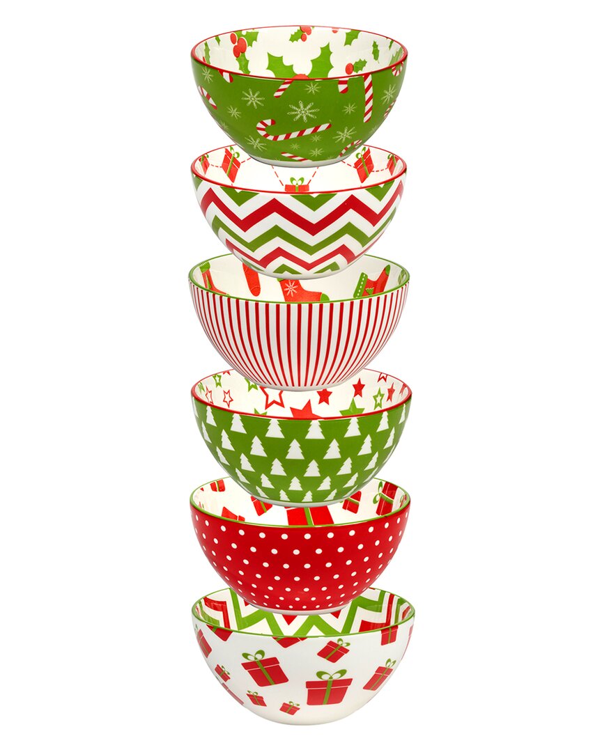 Certified International Holiday Fun Large All Purpose Bowls (set Of 6)