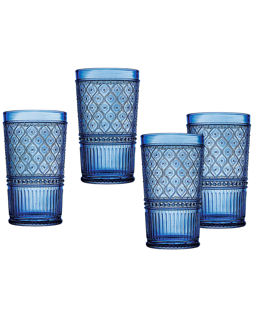 Shop Godinger Claro Set Of 4 Blue Hiballs
