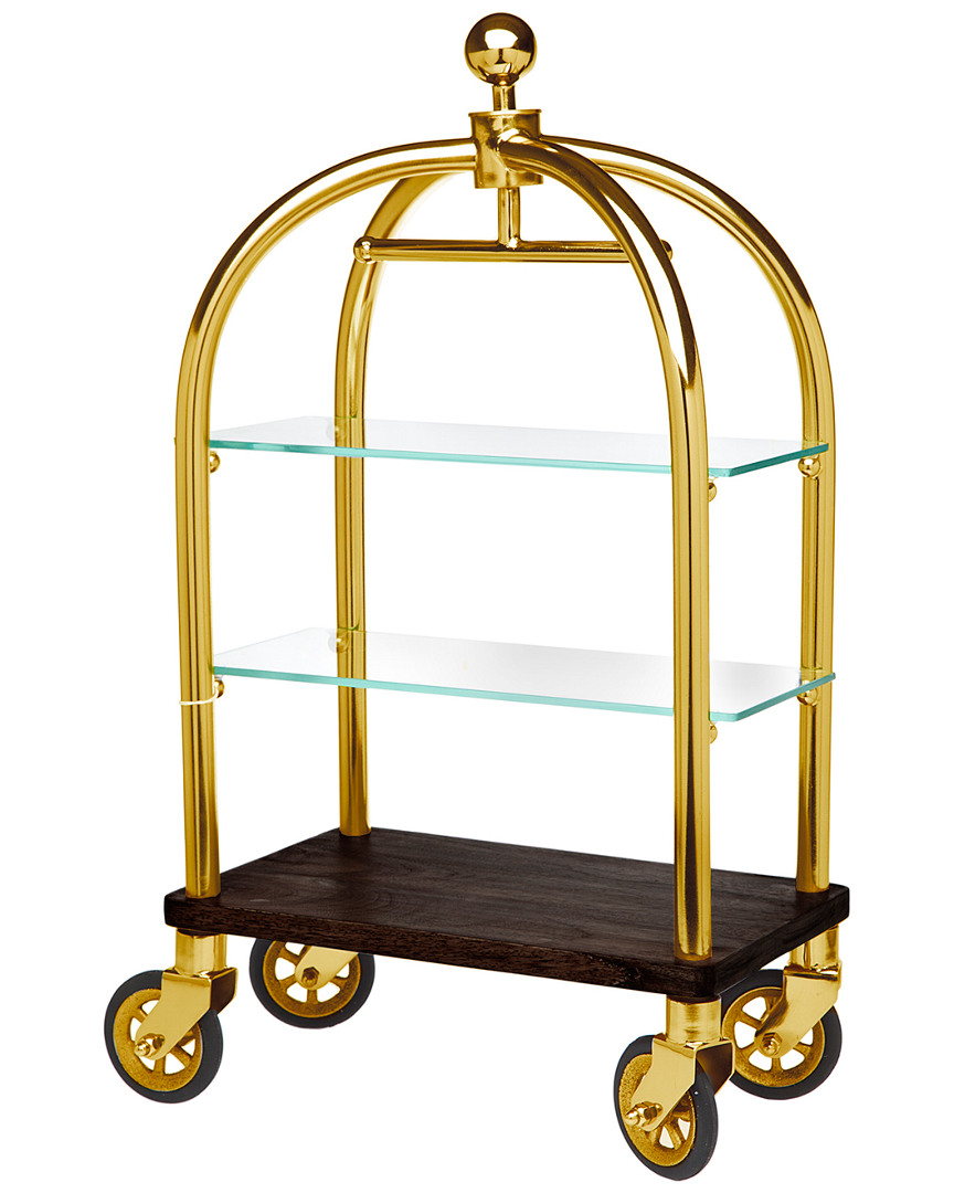 Godinger Bellhop Luggage Cart 2-tiered Server In Gold