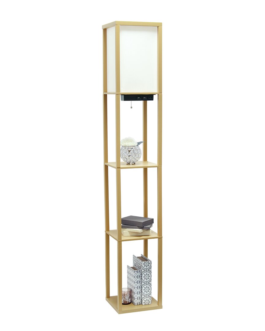 Lalia Home Floor Lamp Etagere With 2 Usb Charging Ports & Charging Outlet