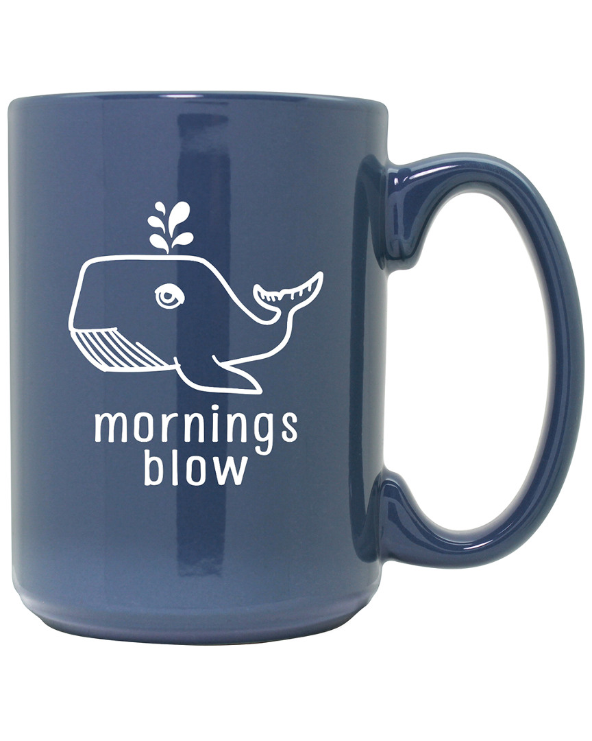 Susquehanna Glass Dnu Unprofitable  Mornings Blow Etched Steel Blue Mug
