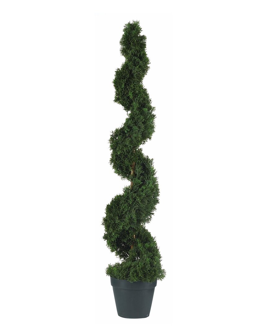 Nearly Natural 4ft Cedar Spiral Silk Tree In Green