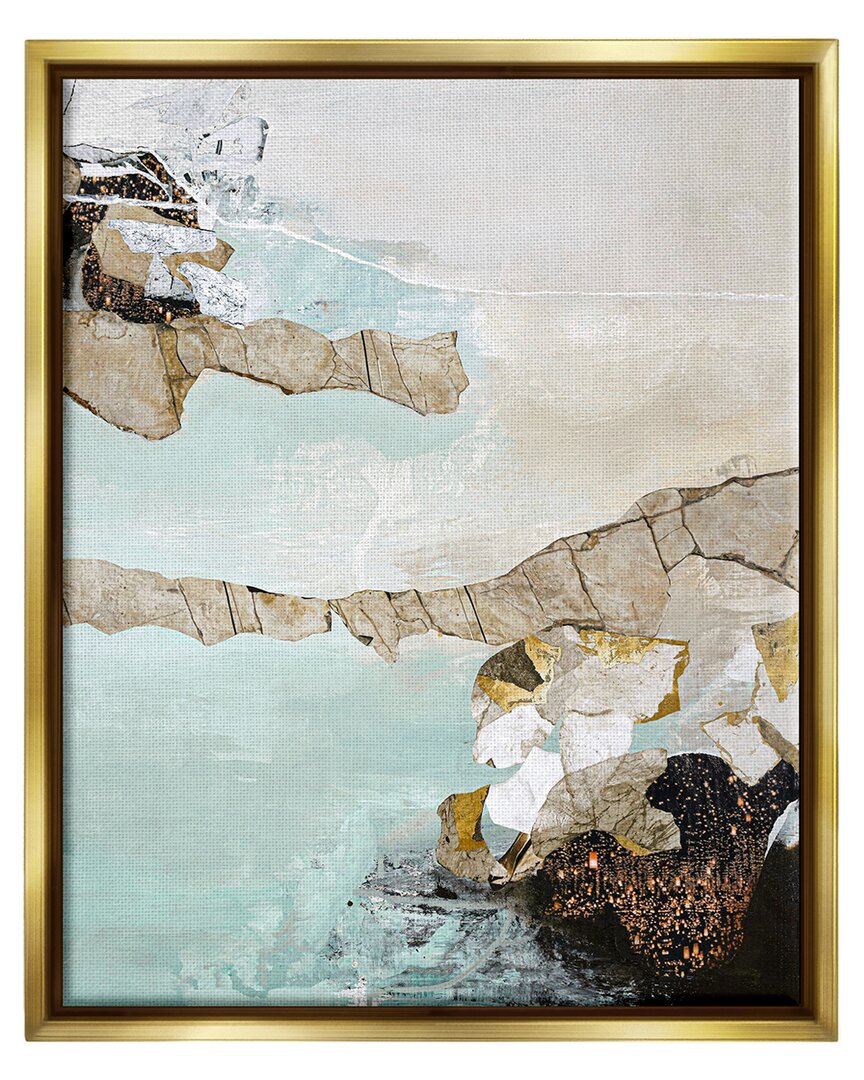 STUPELL ABSTRACT BEACH SHORELINE SCENERY FRAMED FLOATER CANVAS WALL ART BY DESIGN FABRIKKEN 
