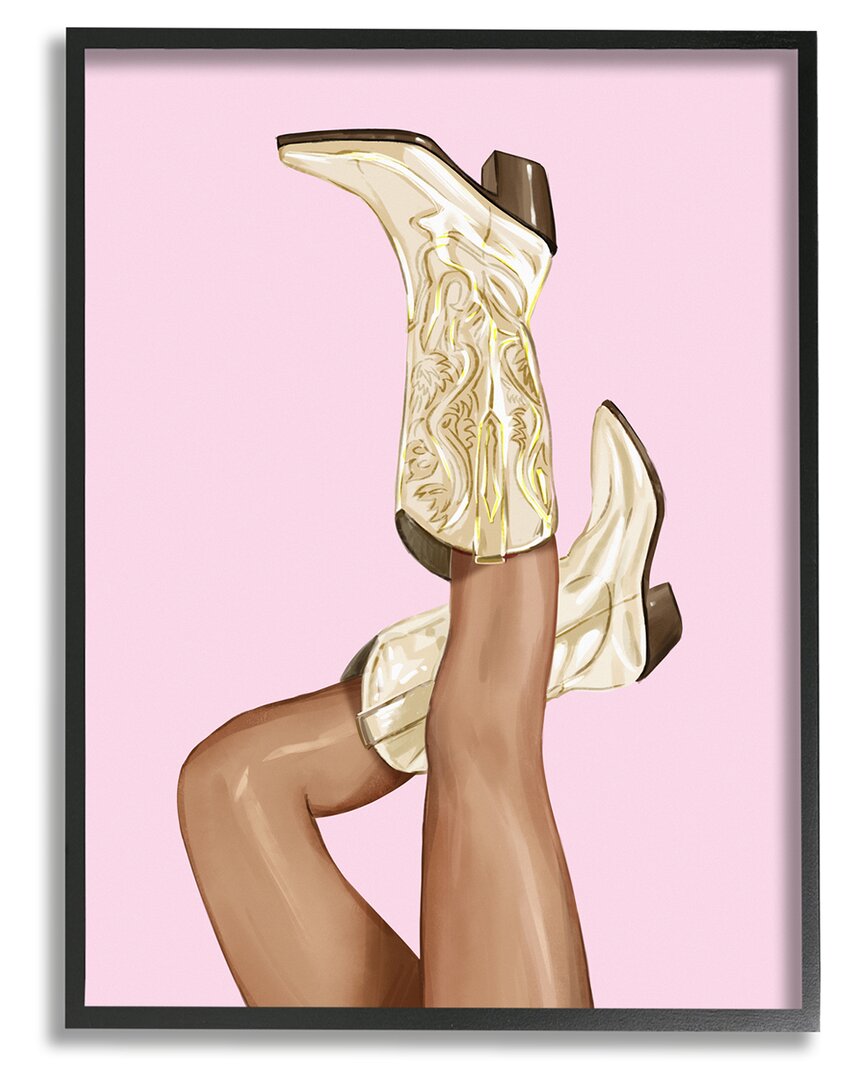 Shop Stupell Pink Country Cowgirl Boots Framed Giclee Wall Art By Ziwei Li