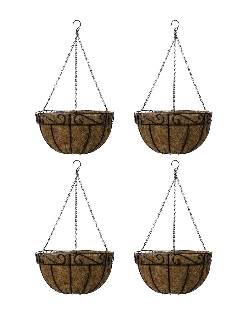 Sorbus Pack Of 4 Hanging Planter Baskets In Black