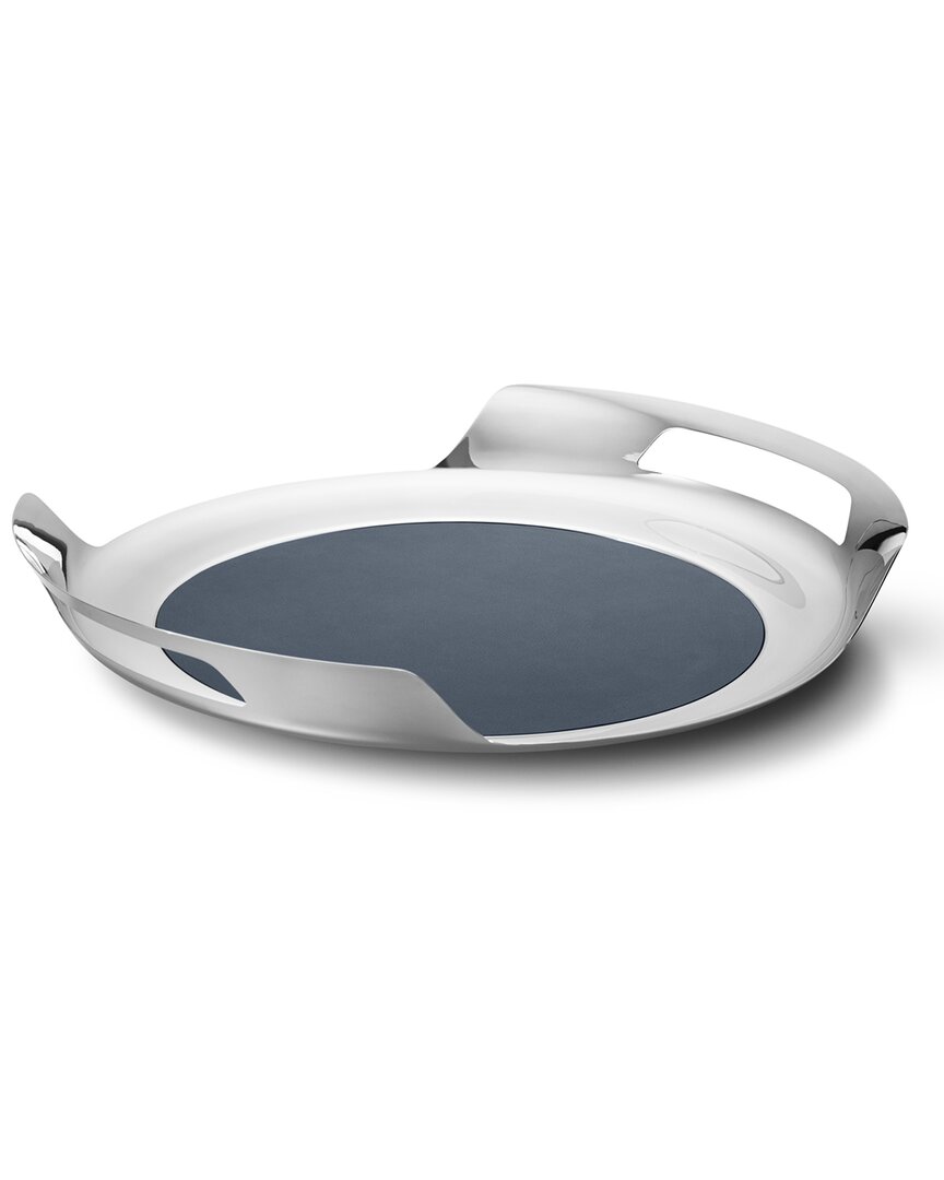 Georg Jensen Helix Tray With Leather Inlay In Metallic
