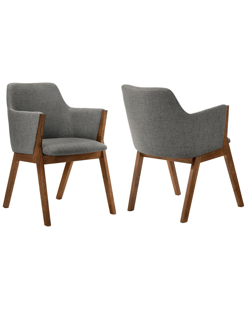 Armen Living Renzo Walnut Wood Dining Side Chairs, Set Of 2 In Charcoal