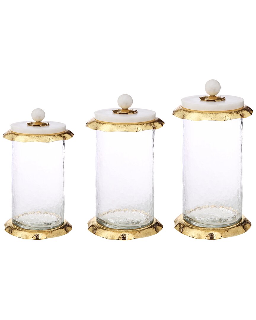 Alice Pazkus Small Glass Canister With M Lid In Yellow