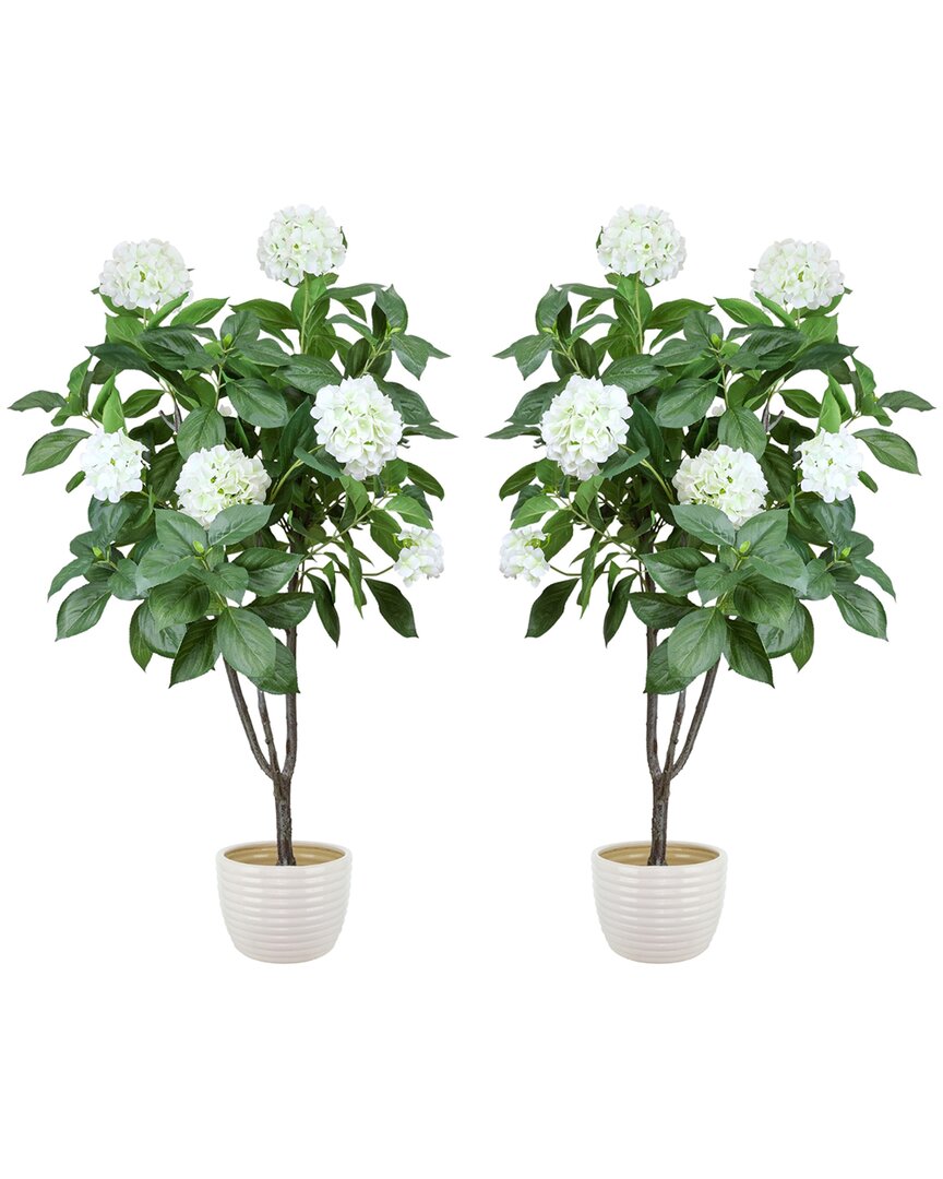 Creative Displays 5ft Hydrangea Drop-in Trees With Ceramic Pots In White
