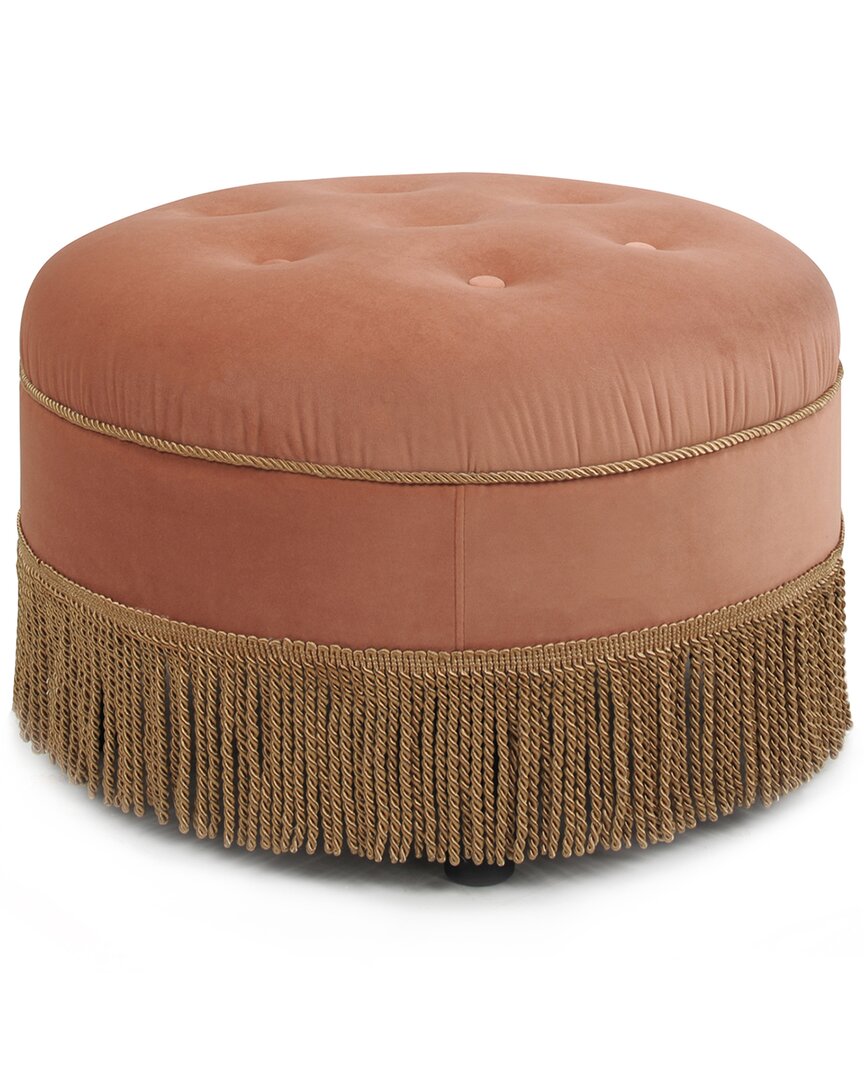 Jennifer Taylor Home Yolanda Upholstered Round Accent Ottoman In Peach
