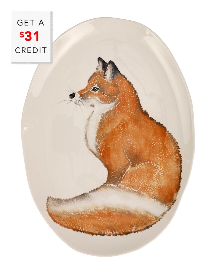 Vietri Cacciatore Fox Medium Oval Platter With $27 Credit