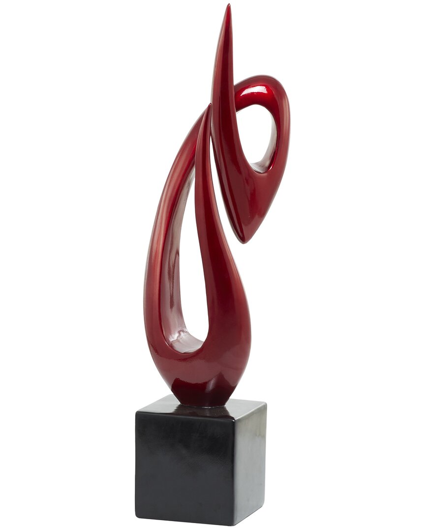 Peyton Lane Abstract Red Polystone Swirl Sculpture With Base
