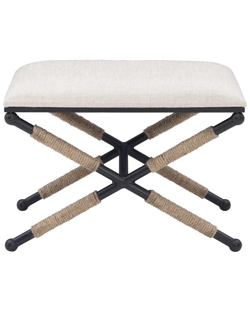 Linon Campaign Linen Accent Stool