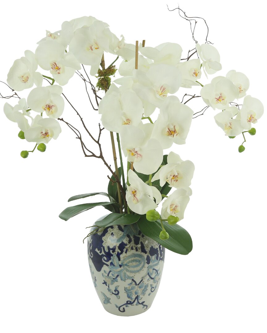 Creative Displays Pink Orchid With Bamboo Floral Arrangement In White