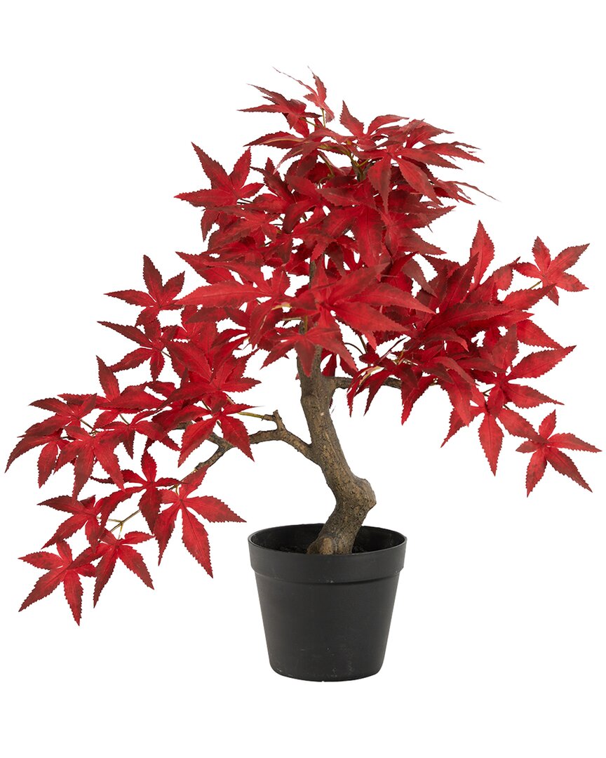 Nearly Natural 20in Autumn Maple Artificial Bonsai Tree In Red