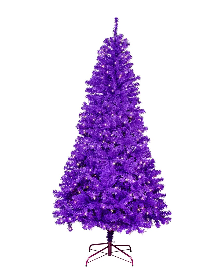 Northlight 6ft Pre-lit Medium Pine Artificial Christmas Tree - Clear Lights In Purple
