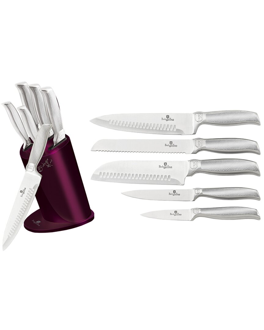 Berlinger Haus 6pc Knife Set With Stainless Steel Stand In Purple