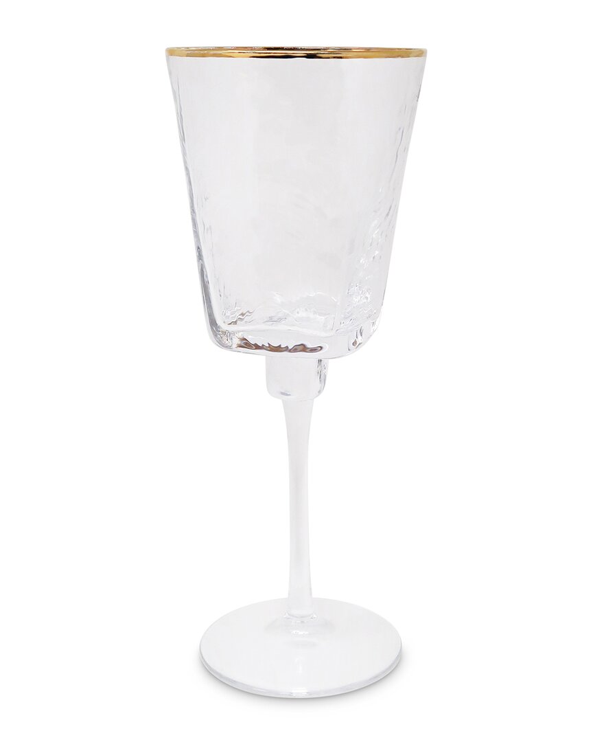Vivience Set Of 6 Square Hammered Wine Glasses