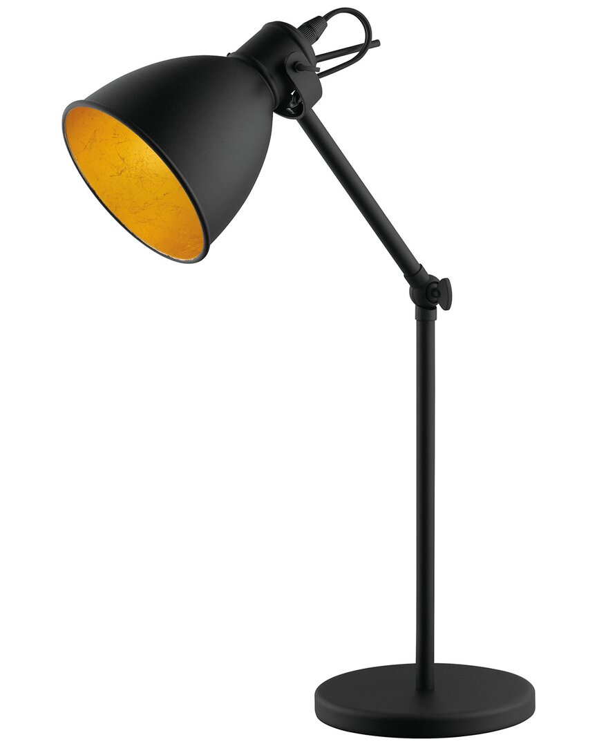 Eglo Priddy 1 Light Desk Lamp With Black Finish & Black & Gold Metal Shade
