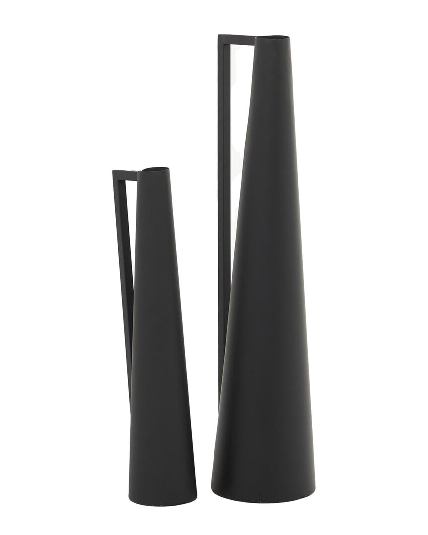 Cosmoliving By Cosmopolitan Modern Metal Vase Set In Black