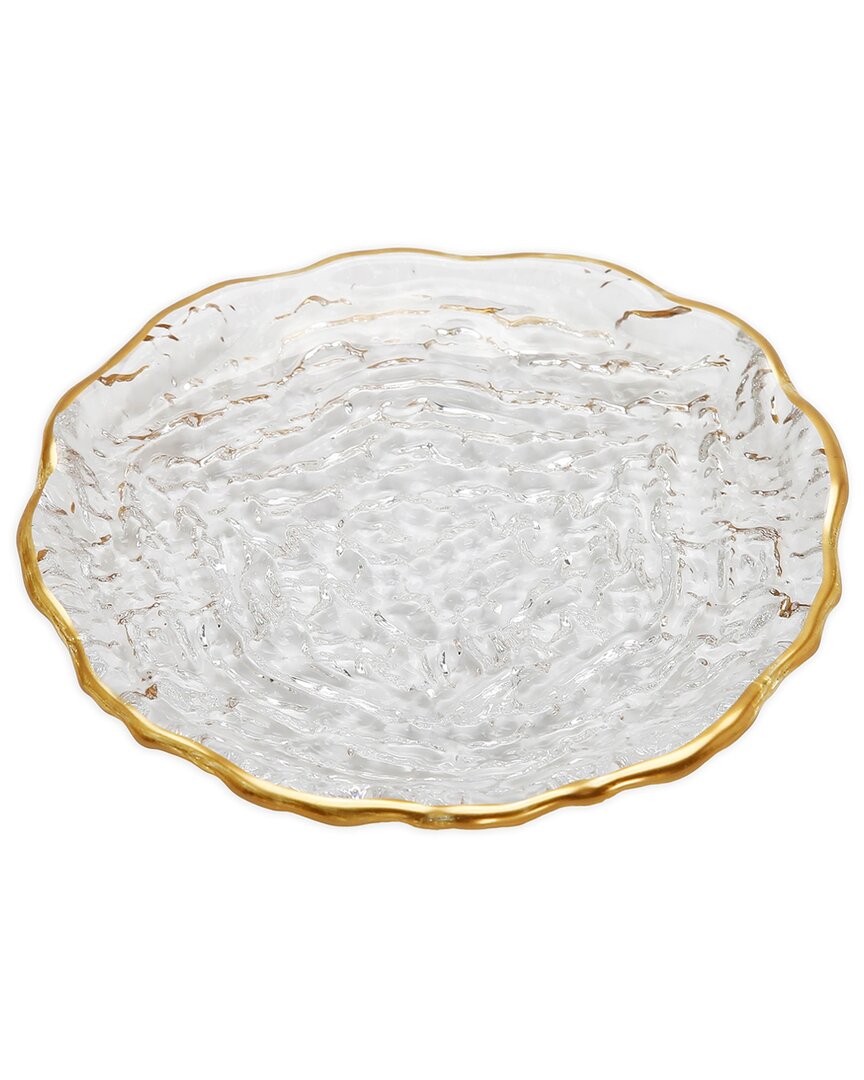 Alice Pazkus Crushed Glass Dessert Plates With Gold Rim Set Of 4