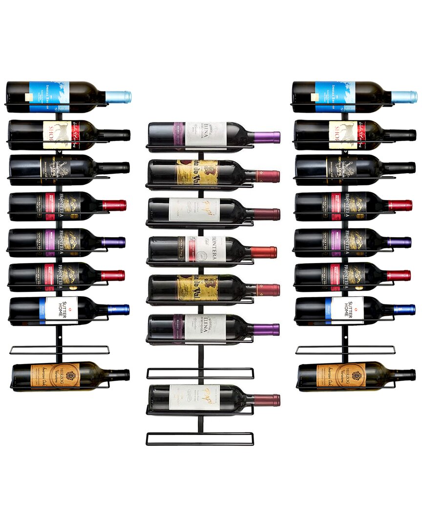 Sorbus Set Of 3 Wall Mounted Wine Racks In Black