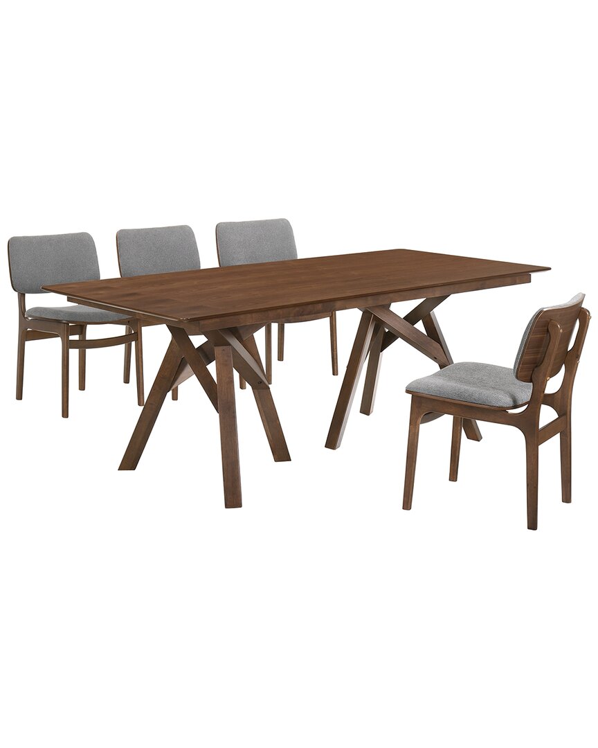 Shop Armen Living Cortina And Lima 5pc Walnut Rectangular Dining Set In Gray