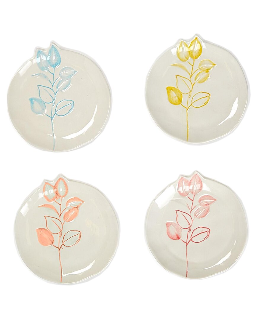 Shop Two's Company Full On Color Set Of 4 Hand-painted Tidbit Plates In Multicolor