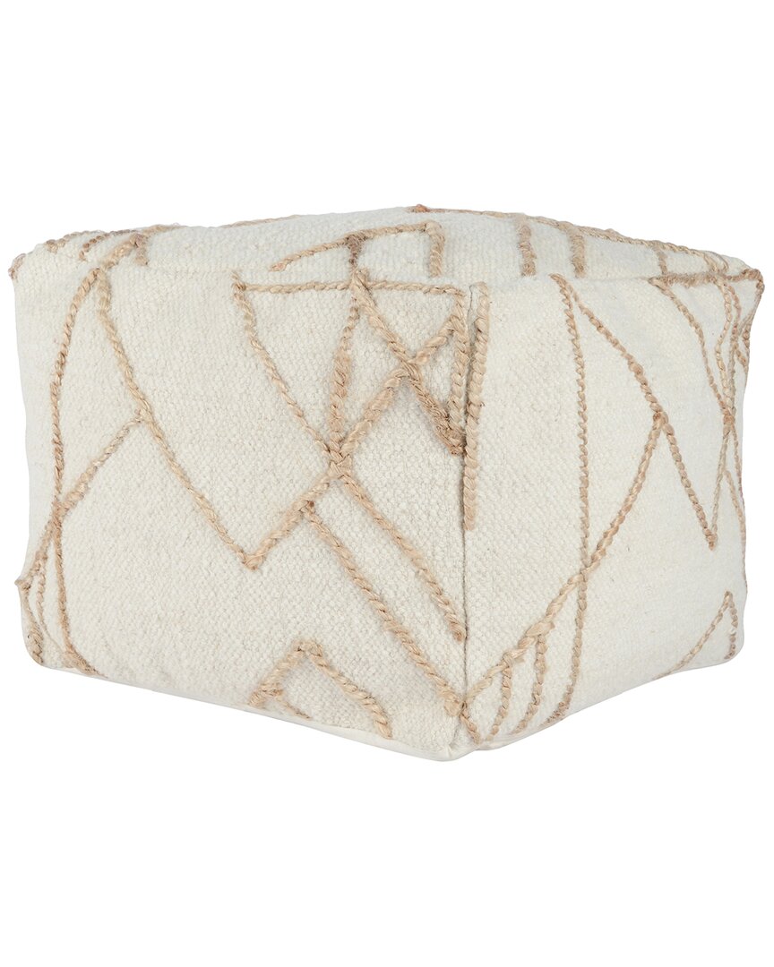 Kosas Home Adil 18in Wide Square Ivory Pouf By