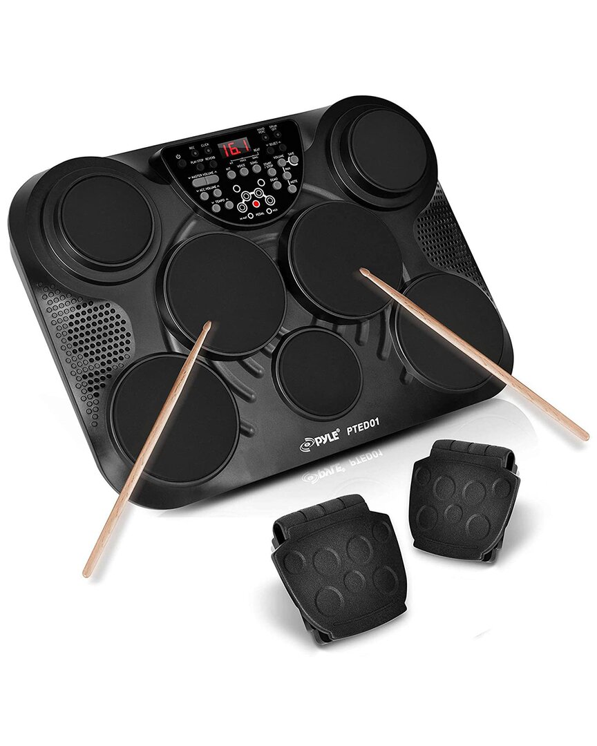 Pyle Electronic Drum Set/table Top In Black