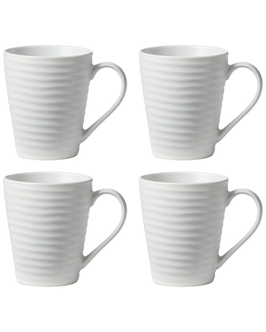Oneida Set Of 4 Ridge White Mugs In White