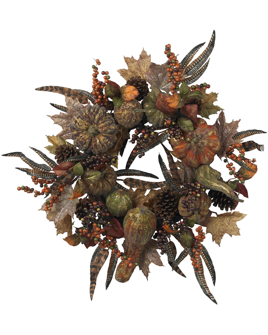 Nearly Natural 28in Autumn Pumpkin Wreath