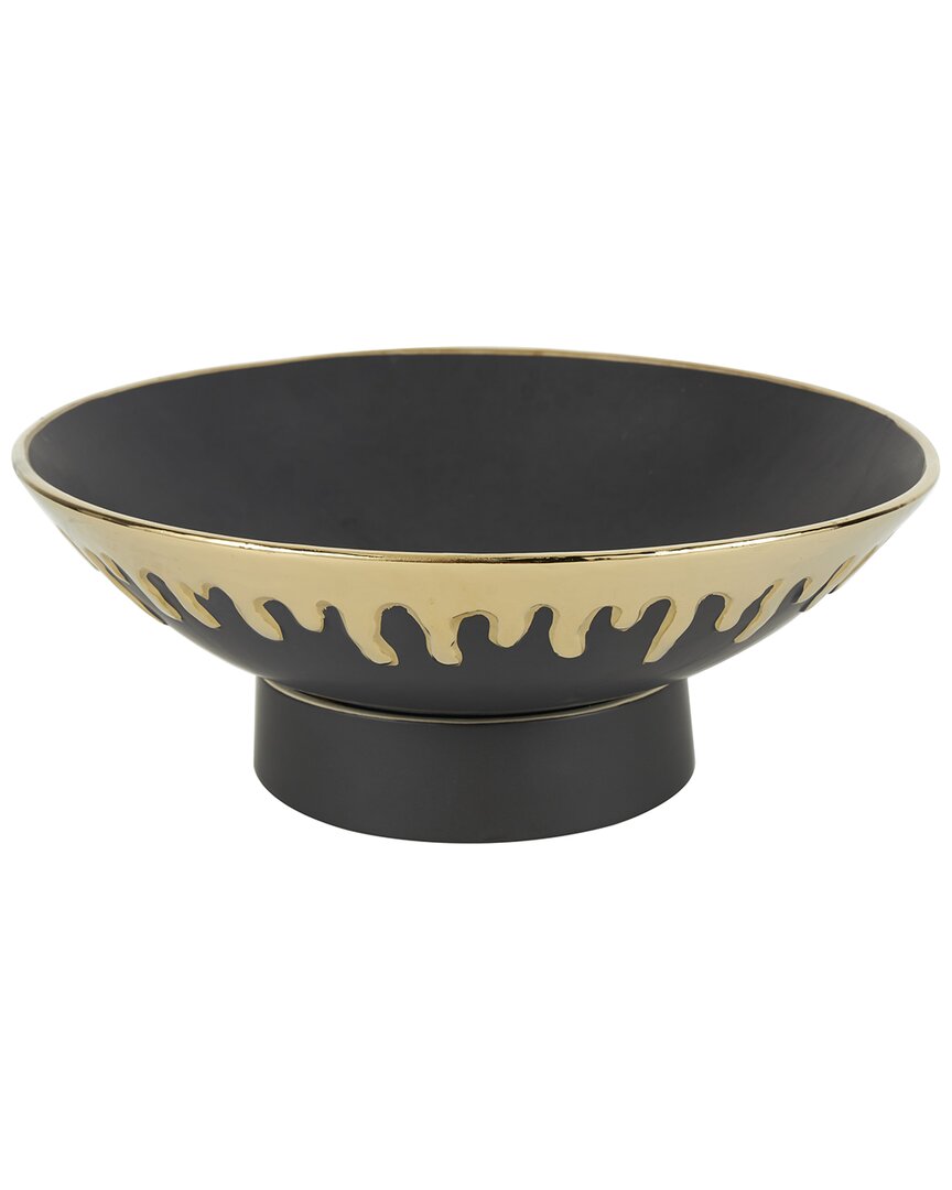 Cosmoliving By Cosmopolitan Ceramic Decorative Bowl With Abstract Melting  Drips In Black