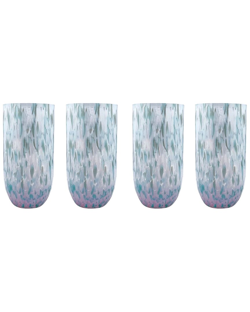 Mariposa Set Of 4 Sip Sip Confetti Drinking Glasses In Blue