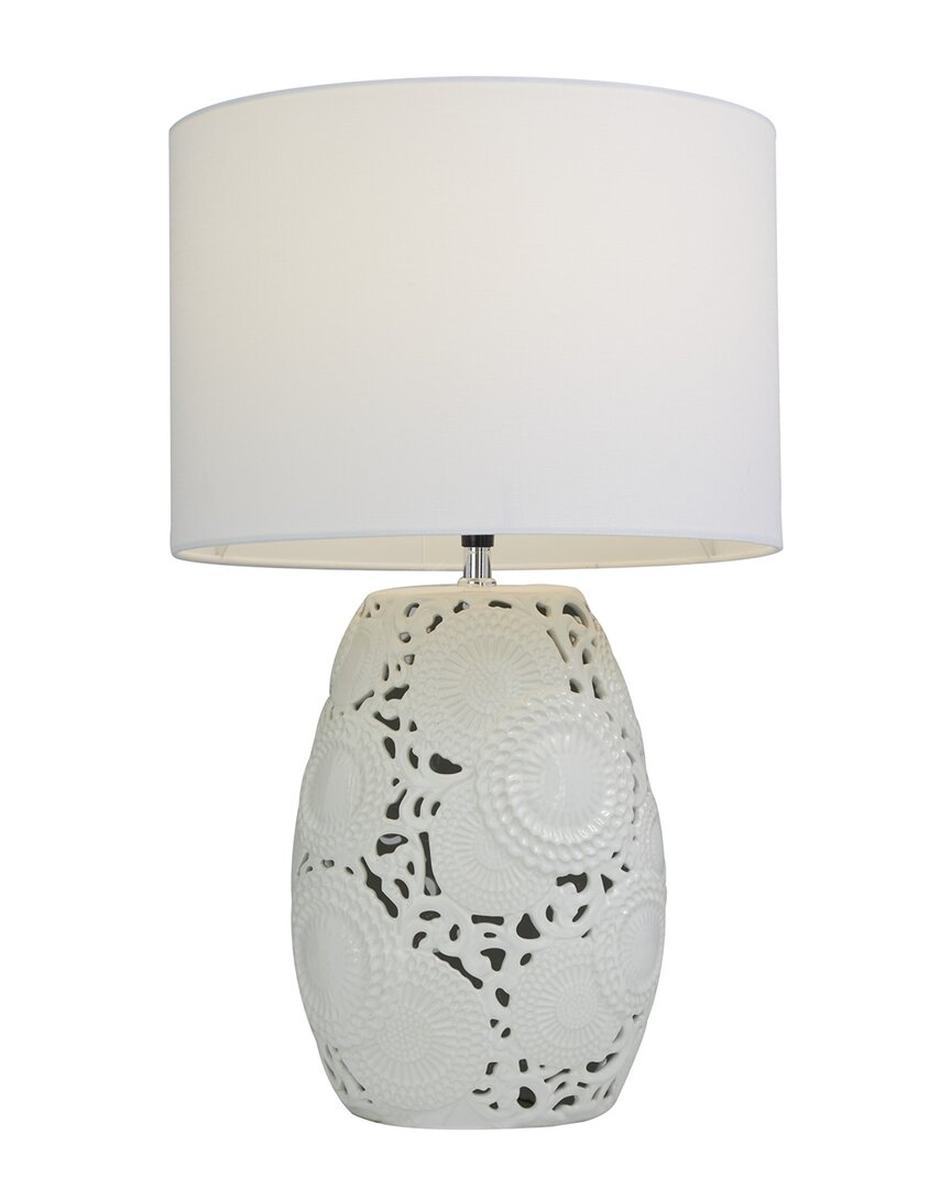 Peyton Lane Ceramic Cutout Floral Table Lamp In White
