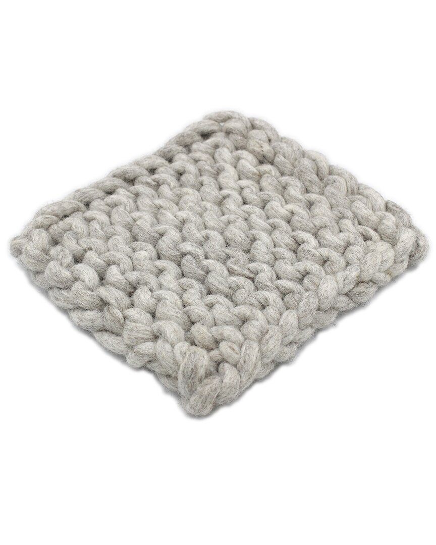 Bidkhome Chain Knitted Trivet 8x8 Wool In Light Grey