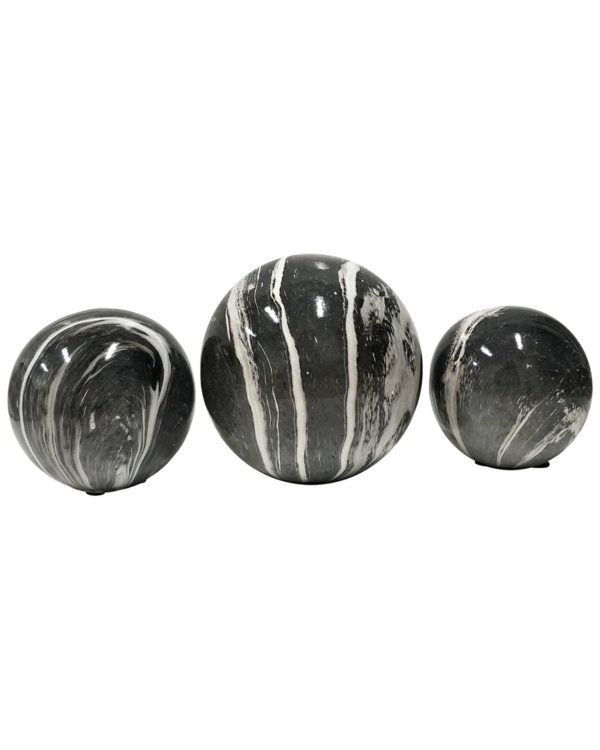 R16 S/3 Marble Look Gray Orbs In Black