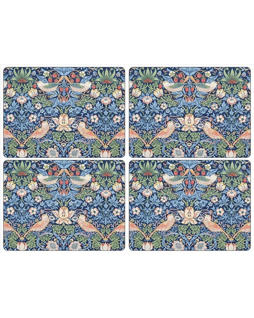 Pimpernel William Morris Strawberry Thief Placemats Blue Set Of 4 In Multi