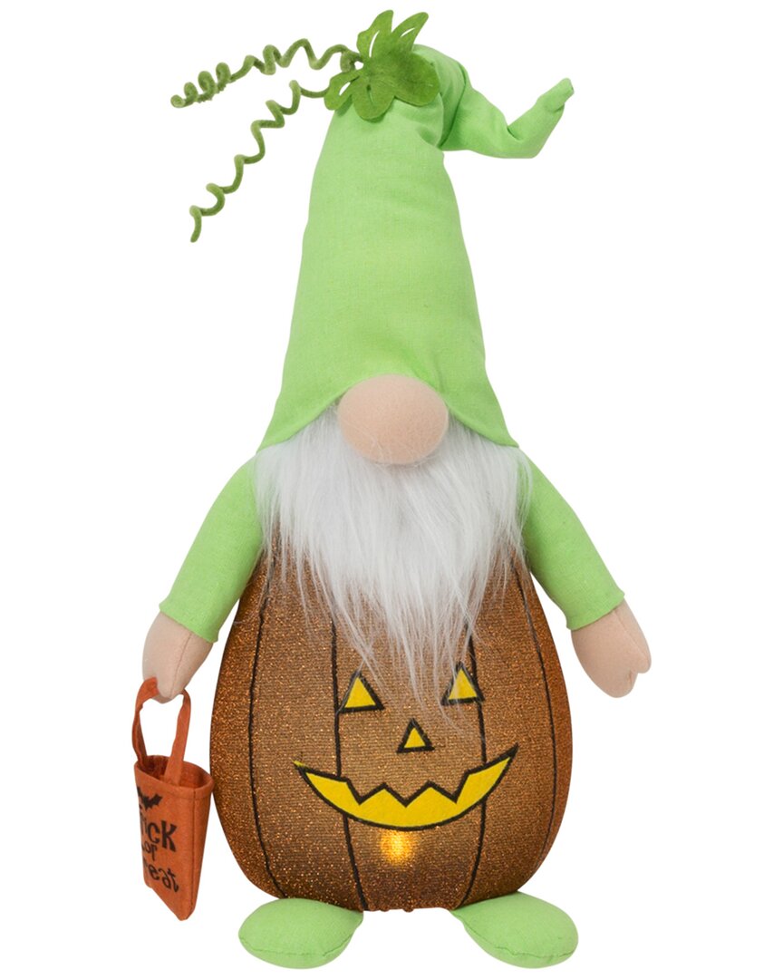 Gerson International Everlasting Glow 21.66in H Lighted Plush Halloween Pumpkin Gnome In Multicolor