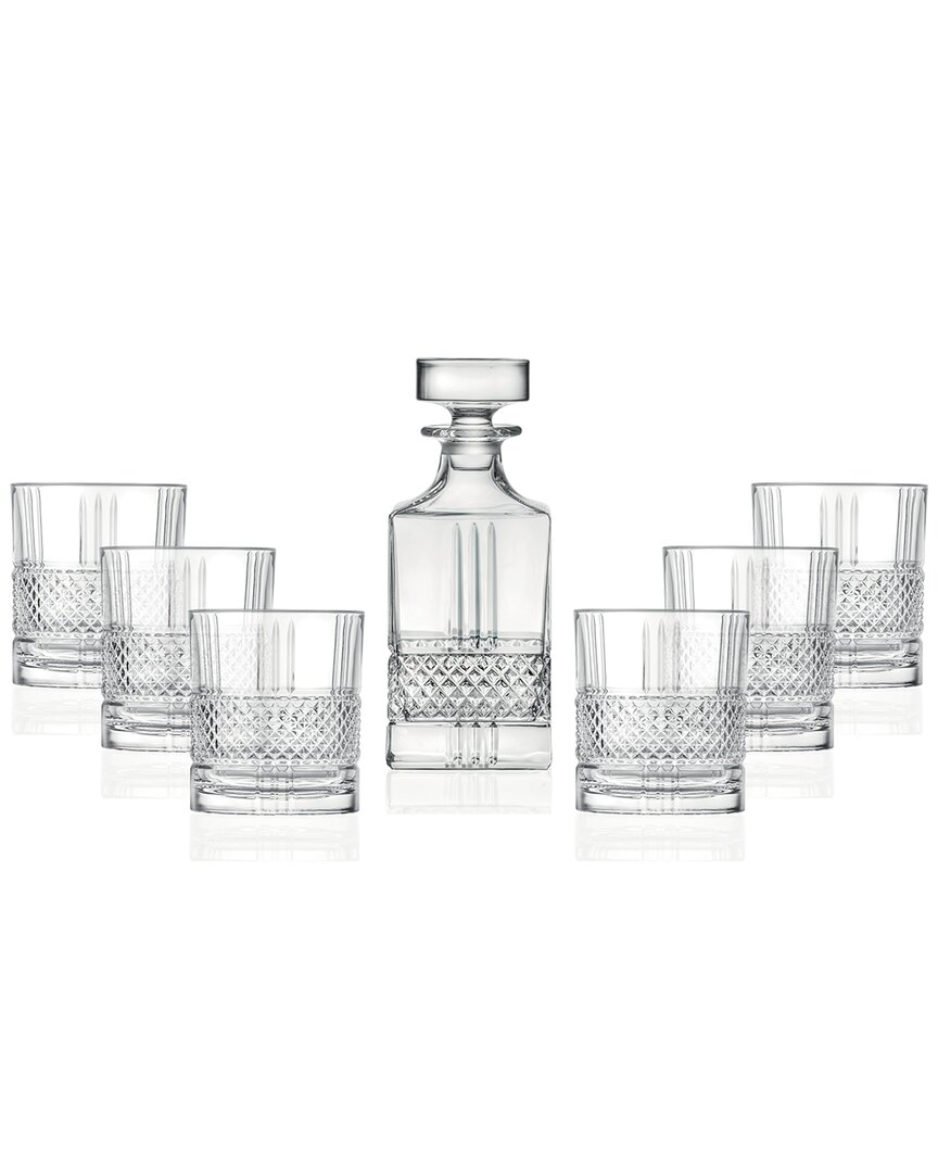 Barski European Crystalline Whiskey Decanter And 6 Double Old Fashioned Tumblers In Clear