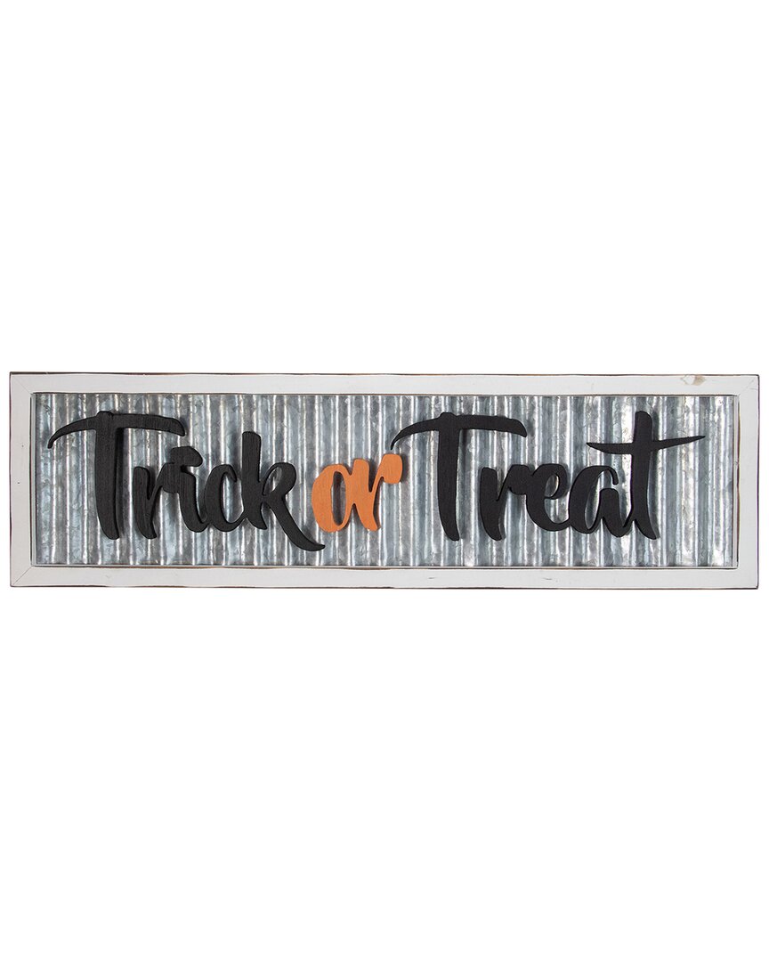 Northlight Wood Framed Distressed Trick Or Treat Wall Decor In Silver