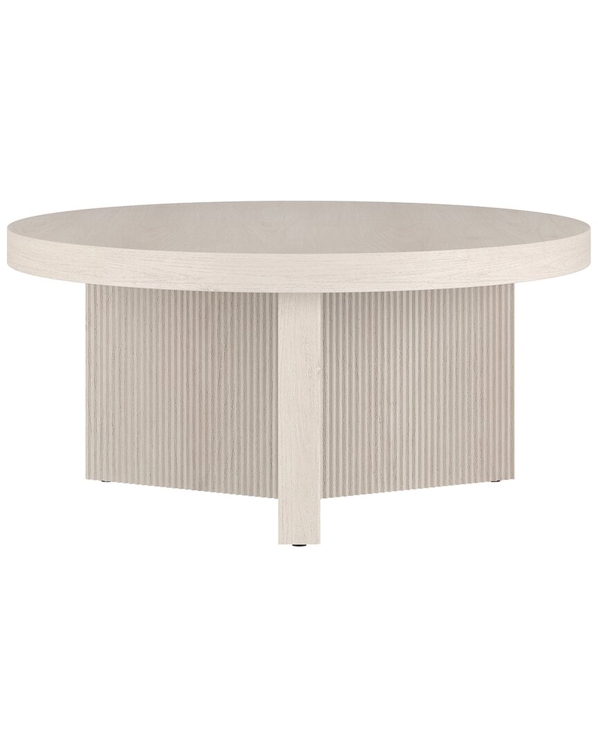 Abraham + Ivy Holm 32 Wide Round Coffee Table In Alder White