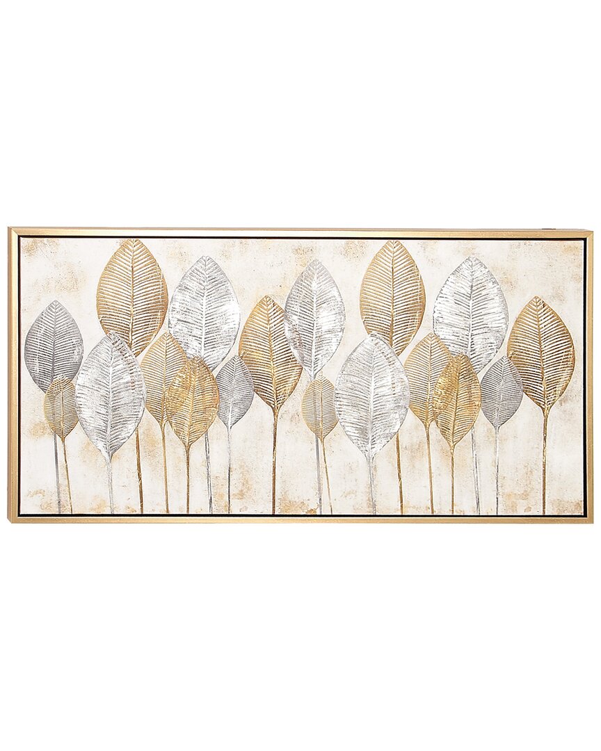 Cosmoliving By Cosmopolitan Canvas Contemporary Leaf Framed Wall Art